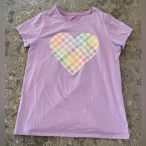 Cat and Jack size Youth 14 Purple T-Shirt with Plaid Heary